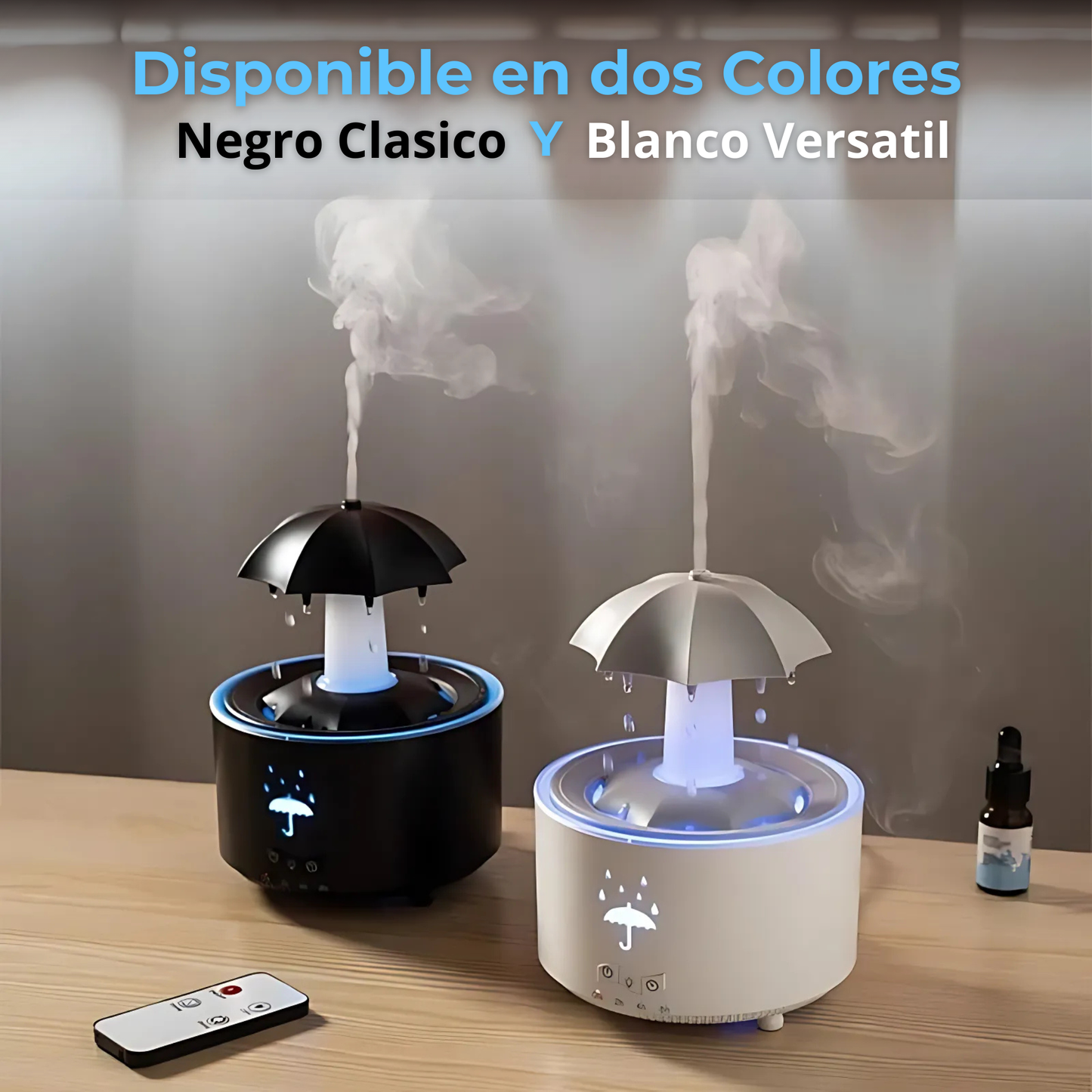 Humidificador y Difusor de Aromaterapia OrbitTech V88 – 300 mL con Efecto Lluvia y Luces de Colores